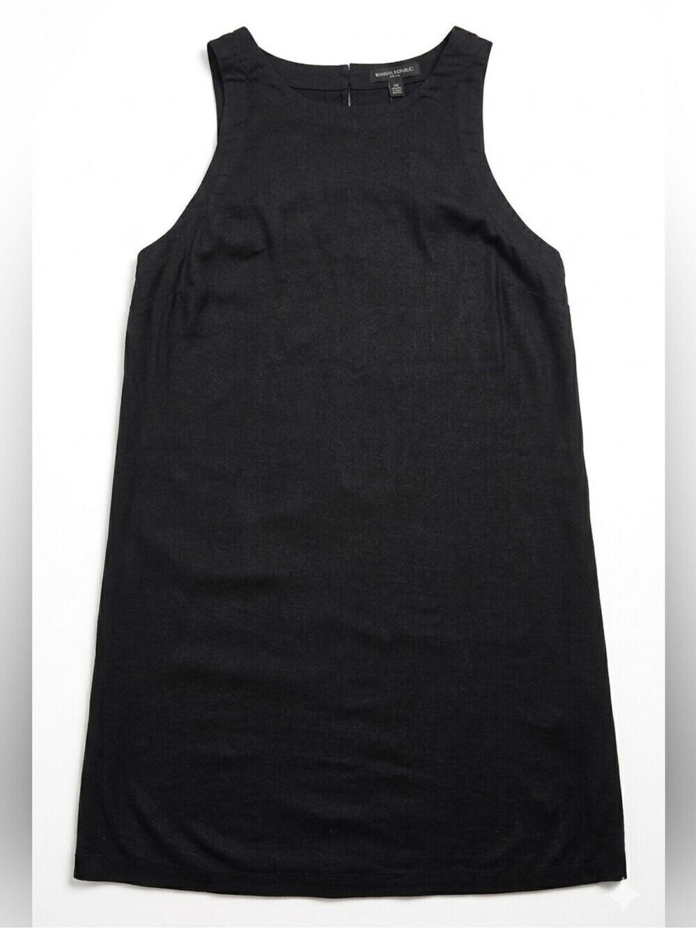NWT Size Large Banana Republic Women's Sleeveless Black Linen Dress Cotton Lined